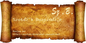 Szoták Bozsidár névjegykártya